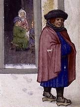 Mantello e copricapo in lana XIV secolo