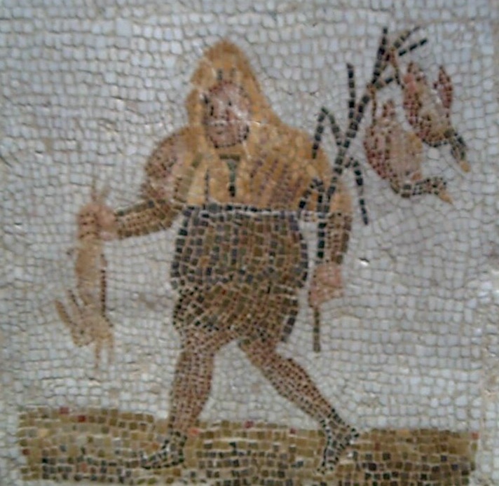 Dicembre è rappresentato da feste Saturnali in onore di Saturno. Mosaico III secolo d.C.